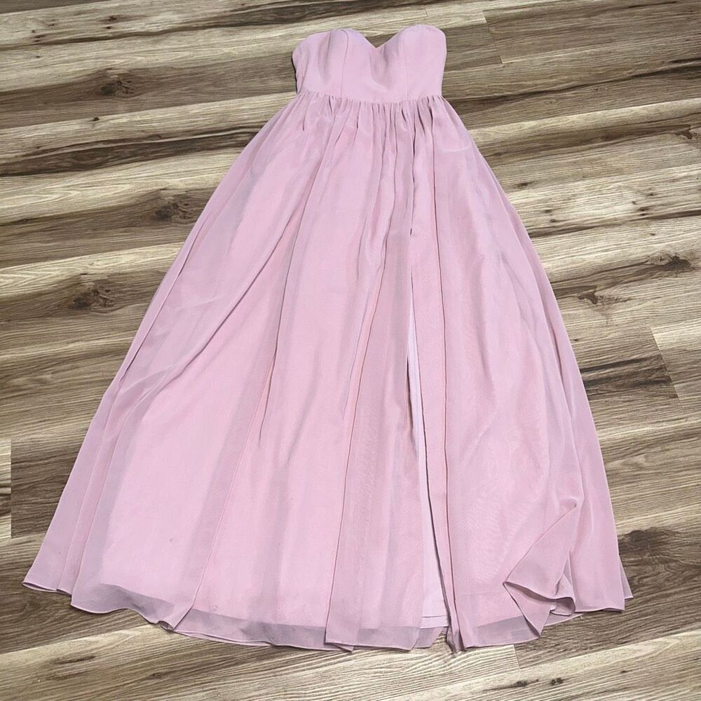 AZAZIE pink strapless A-Line Pleated Chiffon bridesmaid Dress